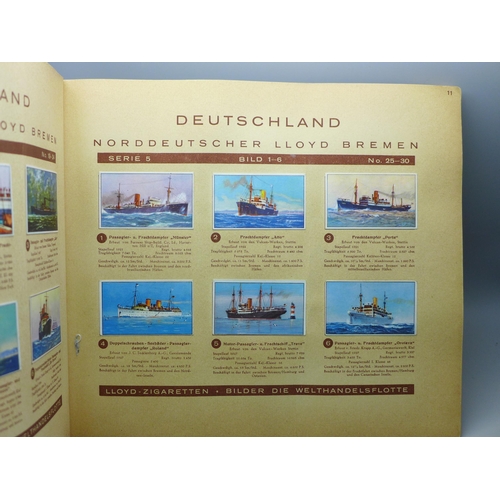 620 - A 1930s German cigarette card album, Lloyd Flottenbilder, Die Welt-Handelsflotte, Ships of World