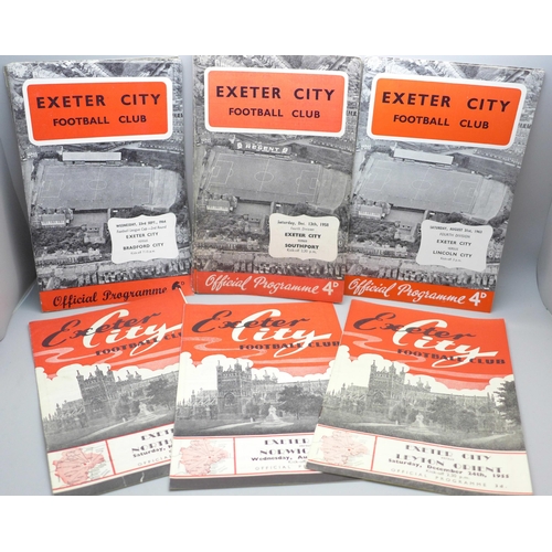 646 - Football ephemera; Exeter City home programmes from the 1950s (5) and 1960s (17) including versus Sl... 