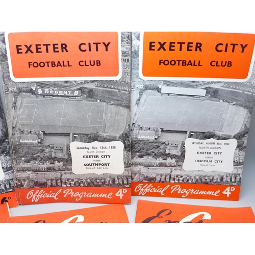 646 - Football ephemera; Exeter City home programmes from the 1950s (5) and 1960s (17) including versus Sl... 