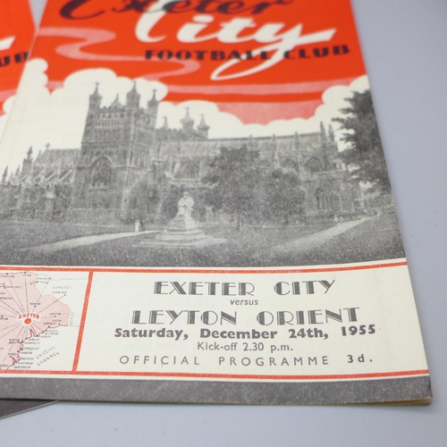 646 - Football ephemera; Exeter City home programmes from the 1950s (5) and 1960s (17) including versus Sl... 