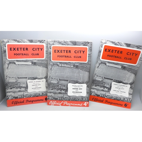 646 - Football ephemera; Exeter City home programmes from the 1950s (5) and 1960s (17) including versus Sl... 