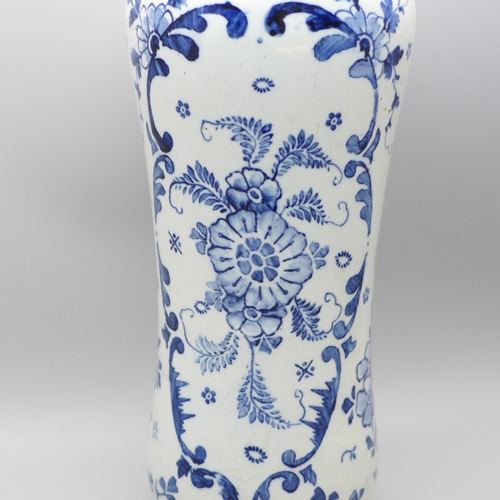 649 - A Royal Bonn blue and white bottle, 21cm, a/f