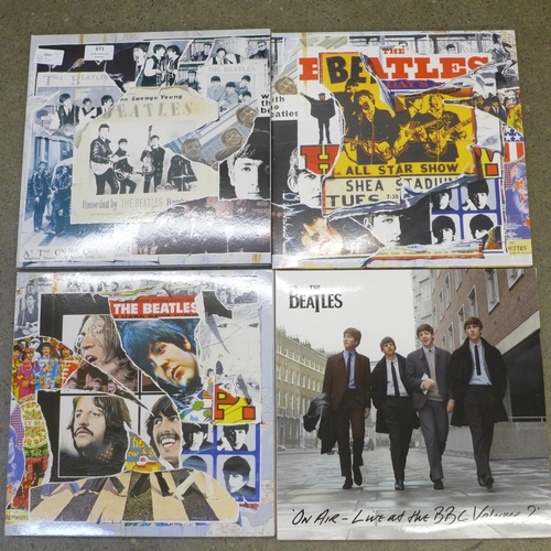 671 - The Beatles Anthology 1, 2 and 3 in three hardback folders, released 1995 and The Beatles On Air - L... 