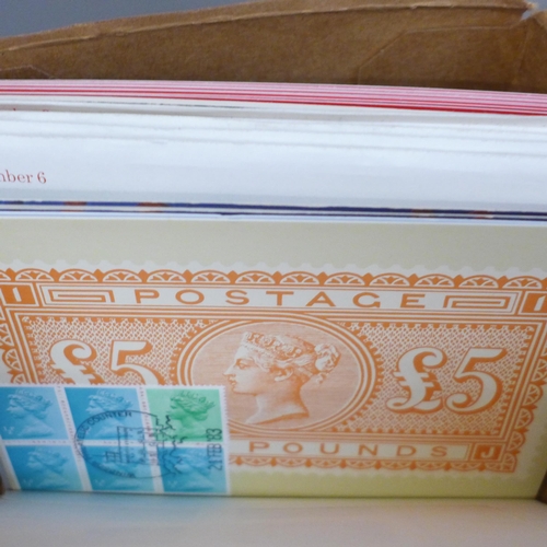 678 - Postcards; a box of philately related postcards