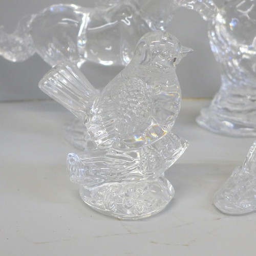 686 - Six Waterford Crystal animal sculptures, Rearing Horse, Galloping Horse, Horse Grazing and Laying Ho... 