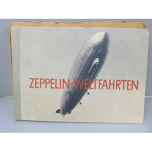 687 - A German collectors card album, Zeppelin-Weltfahrten, World Travel, lacking four cards