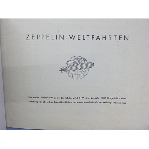 687 - A German collectors card album, Zeppelin-Weltfahrten, World Travel, lacking four cards