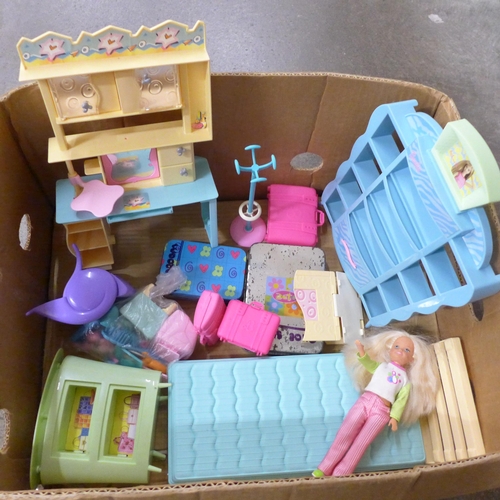 720 - Barbie doll and dolls house accessories including College Study