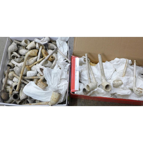 723 - A large collection of old clay pipes