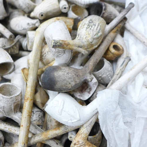 723 - A large collection of old clay pipes