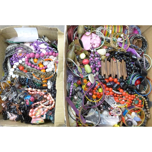 731 - Two boxes of costume jewellery