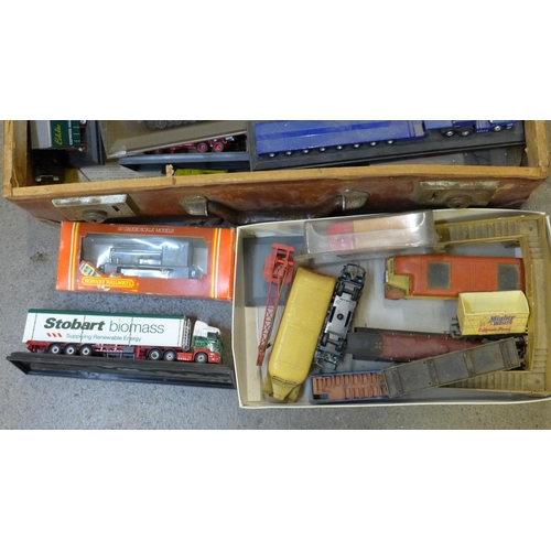 745 - A collection of boxed and unboxed cars, lorries, trains, Hornby R874 BR 0-4-0 diesel model, boxed, C... 