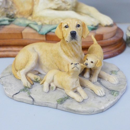 756 - Three Border Fine Arts figures; Foxhound and Terrier (1930, limited edition), Labrador with puppies ... 