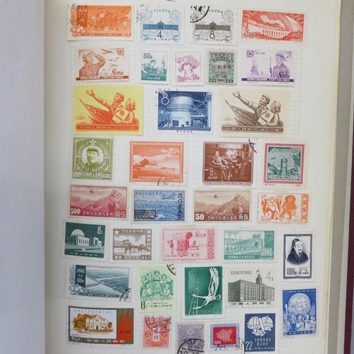 760 - Stamps; an album of mint and used China stamps including full mint set of gymnasts in blocks of four