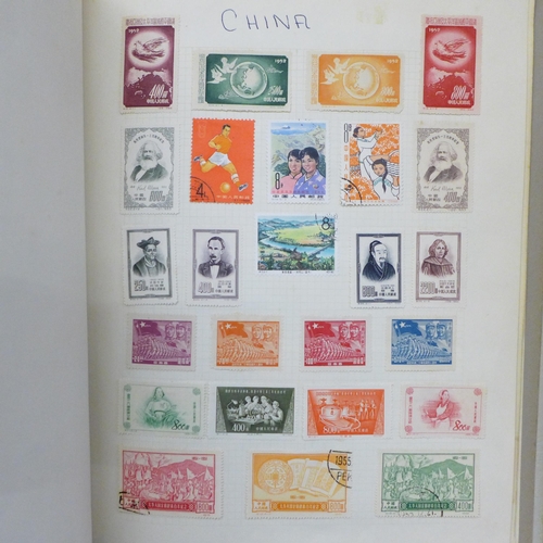 760 - Stamps; an album of mint and used China stamps including full mint set of gymnasts in blocks of four