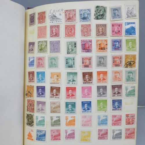 760 - Stamps; an album of mint and used China stamps including full mint set of gymnasts in blocks of four