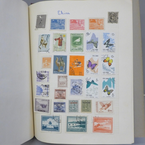 760 - Stamps; an album of mint and used China stamps including full mint set of gymnasts in blocks of four