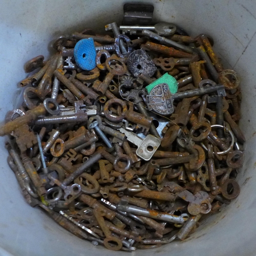 773 - A large collection of cabinet and door keys in rusty