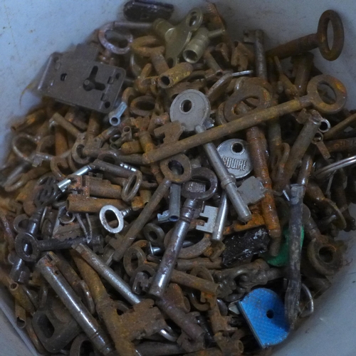 773 - A large collection of cabinet and door keys in rusty