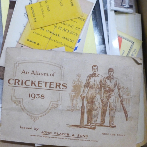 774 - Cricket ephemera, programmes, Notts C.C.C. Rules and Members 1914, Season Tickets, cigarette cards, ... 