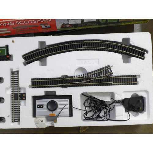 778 - A Hornby The Flying Scotsman OO gauge train set, track payout and box a/f (damp deterioration)