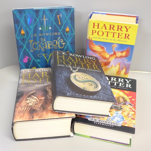 780 - Five hardback first edition books by J.K. Rowling; Harry Potter and The Order of The Phoenix (adult ... 