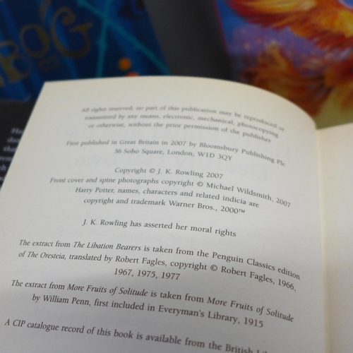 780 - Five hardback first edition books by J.K. Rowling; Harry Potter and The Order of The Phoenix (adult ... 