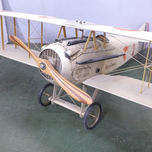 787 - A large model bi-plane, rudder hinge a/f, wind span 75cm (purchased from Hopewells)