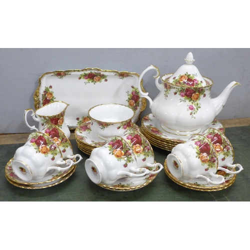 796 - A Royal Albert Old Country Roses six setting tea service plus sandwich plates, etc. **PLEASE NOTE TH... 