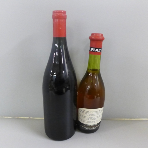 798 - A bottle of Nuits St. George, Maison M. Doudet-Naudin, 1966 and a half bottle of Le Piat de Beaujola... 