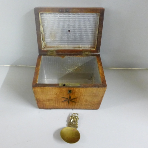 807 - Two wooden tea caddies, one early 19th Century, both with inlaid decoration