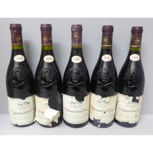 809 - Five bottles of Chateauneuf du Pape Domaine de la Vielle Julienne 1990 **PLEASE NOTE THIS LOT IS NOT... 