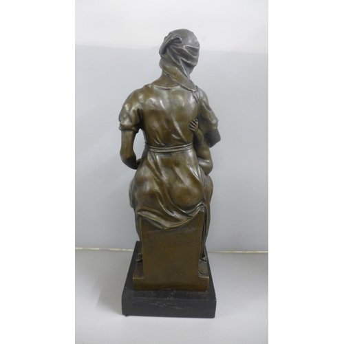 811 - A bronze sculpture, after Paul Dubois, La Norice on a slate base, 45cm