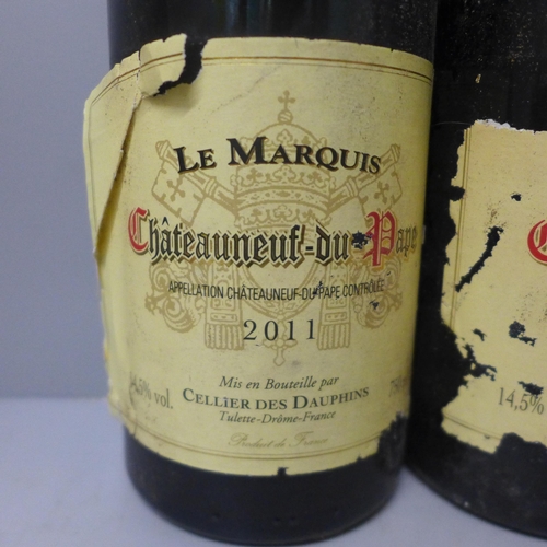 818 - Three bottles of 2011 Chateauneuf du Pape Cellier des Dauphins **PLEASE NOTE THIS LOT IS NOT ELIGIBL... 