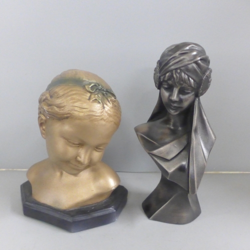 820 - Two Art Deco style busts, tallest 24cm