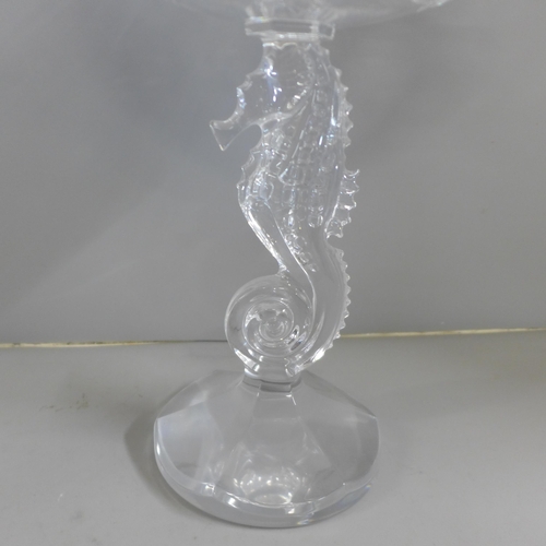 825 - A Waterford Crystal seahorse centrepiece pedestal bowl, 31cm, boxed