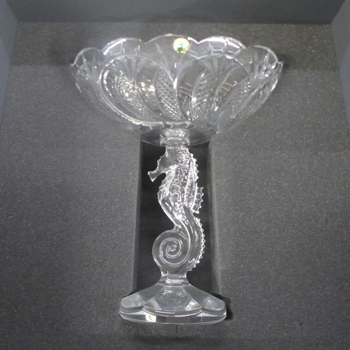 825 - A Waterford Crystal seahorse centrepiece pedestal bowl, 31cm, boxed