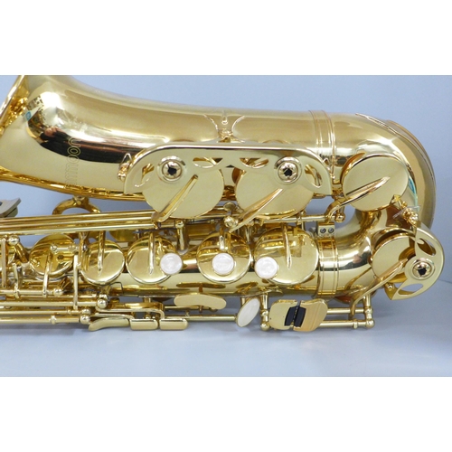 837 - An Ammoon saxophone, cased, no mouthpiece