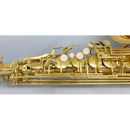 837 - An Ammoon saxophone, cased, no mouthpiece