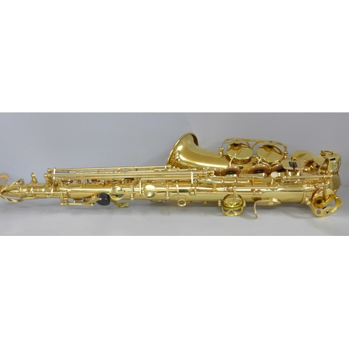 837 - An Ammoon saxophone, cased, no mouthpiece