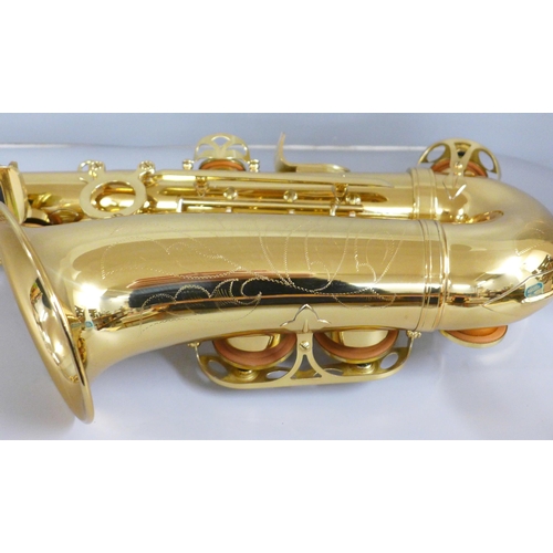 837 - An Ammoon saxophone, cased, no mouthpiece