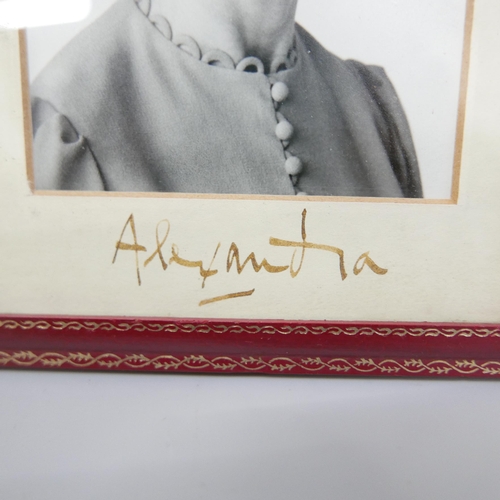 847 - A black and white photograph of Princess Alexandra, The Honorable Lady Ogilvy signed in a red leathe... 