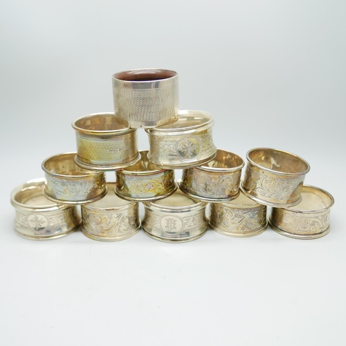 867 - Twelve silver napkin rings, 237g