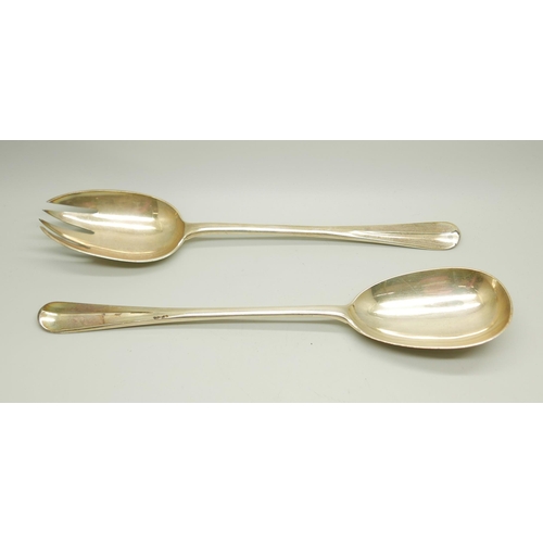 878 - A pair of silver salad servers, London 1898, Francis Higgins III, 262g