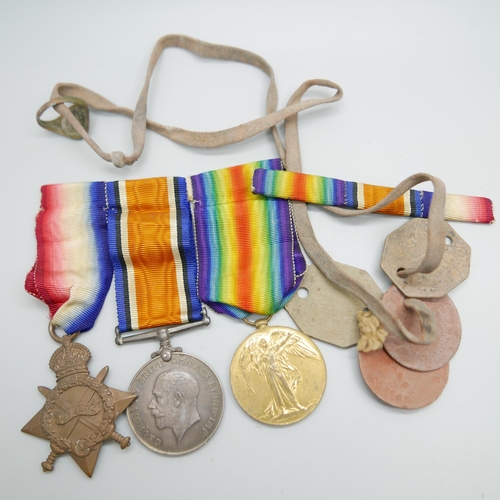 887 - A set of three WWI medals to Lieut. F.E. Mothersole, 5th Infantry, the Star marked Pte., with four d... 