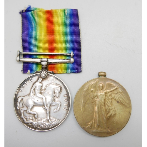 889 - Two WWI medals, Victory Medal to 801406 A. Sjt. T. Gozzard RA, the War Medal marked Eric P. Scott