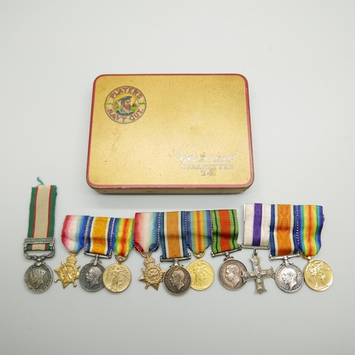 899 - Three miniature medal groups and an India miniature medal