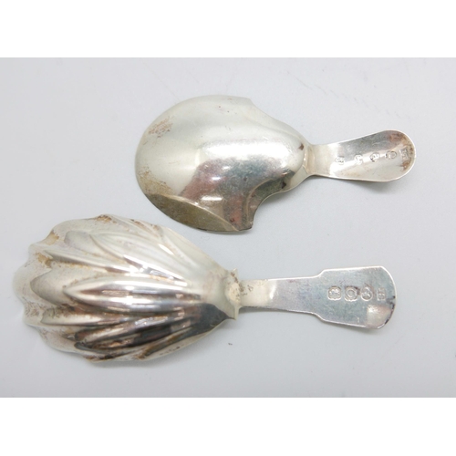 912 - Two silver caddy spoons including one George III, Birmingham 1798, maker IT