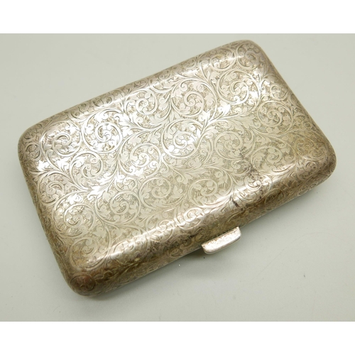 932 - A Victorian silver cigar case, Hayes Bros., Birmingham 1892, 121.9g, 7cm x 11cm