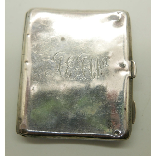 935 - A silver cigarette case, Reynolds Angels detail, a/f, 72g